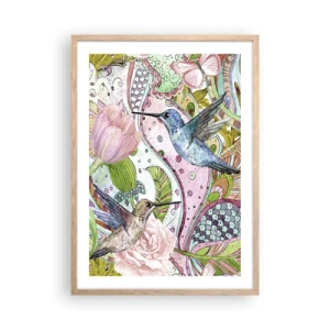 Affiche dans un chêne clair - Poster - Empêtré dans les vignes - 50x70 cm