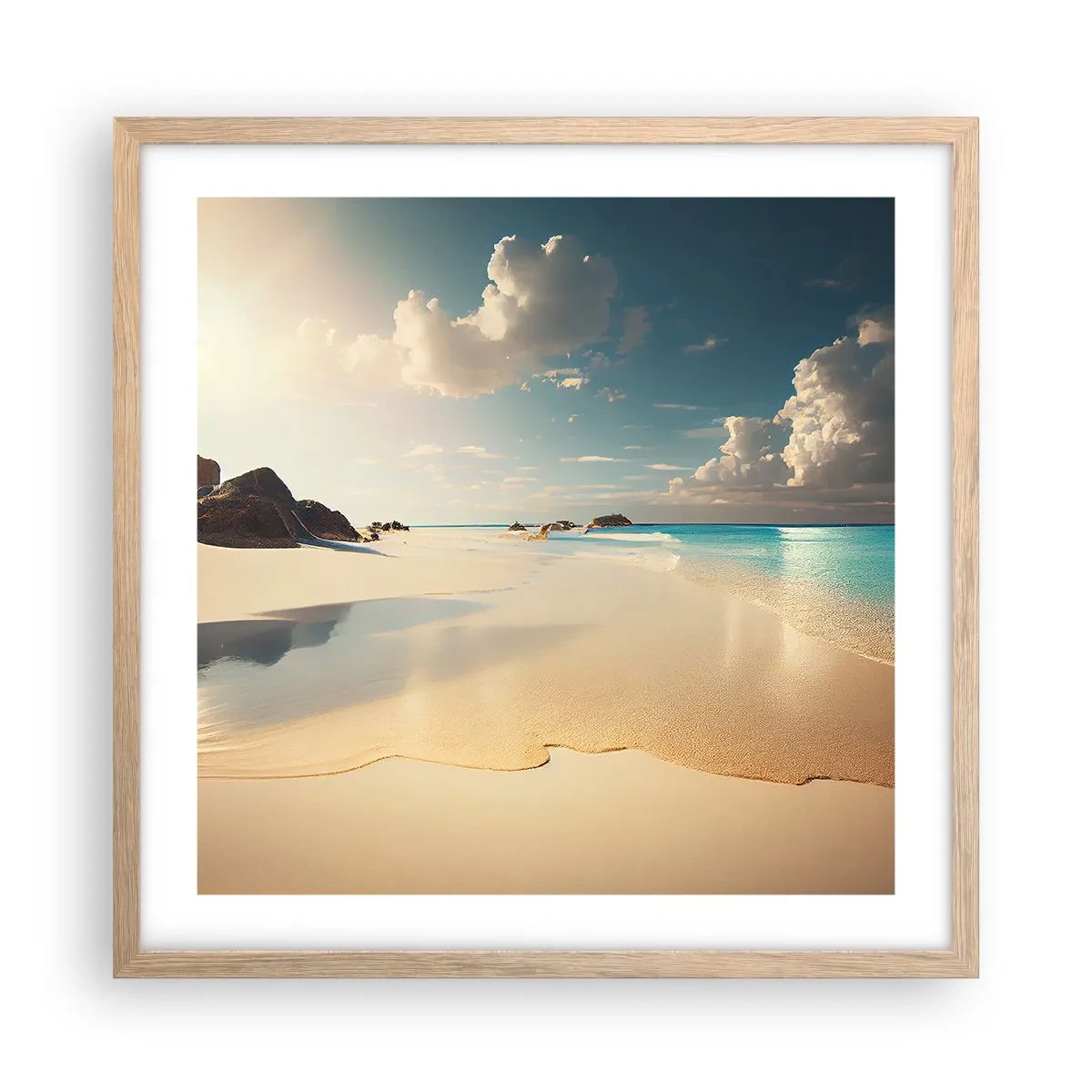 Affiche dans un chêne clair - Poster - Une journée de rêve - 50x50 cm