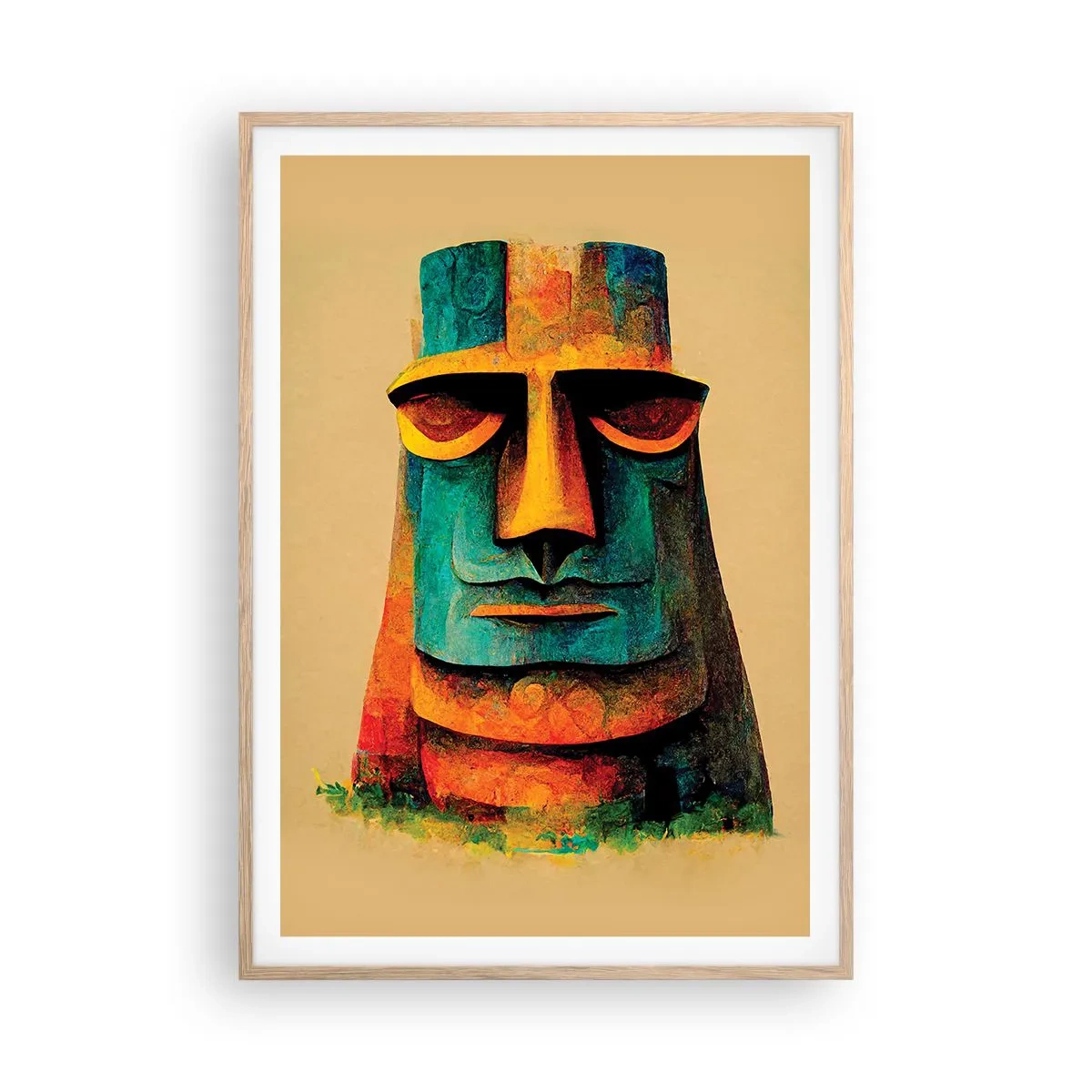 Affiche dans un chêne clair - Poster - Statuesque et sympathique - 70x100 cm