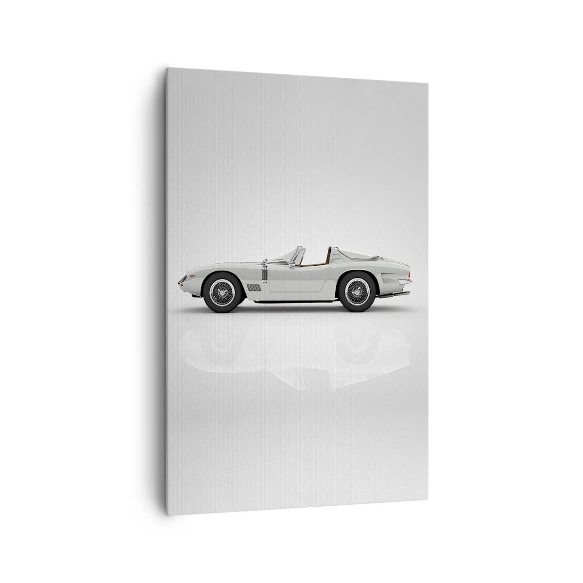 Impression sur toile - Image sur toile - Cabriolet blanc classique sur fond clair - 80x120cm - Promesse de plaisir - Décoration murale moderne pour le salon et la chambre ARTTOR