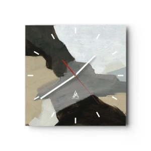Horloge murale - Pendule murale - Formes abstraites dans les tons beige, marron et gris - 30x30cm - Abstraction : le carrefour du gris - Décoration murale moderne pour le salon et la chambre ARTTOR