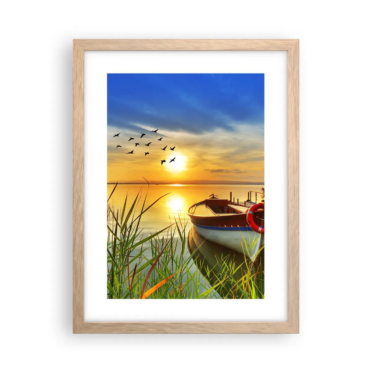 Affiche dans un chêne clair - Poster - Les cormorans s'envolent déjà - 30x40 cm