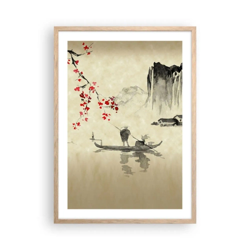 Affiche dans un chêne clair - Poster - Au pays des cerisiers en fleurs - 50x70 cm