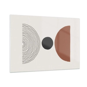 Impression sur verre - Image sur verre - Formes géométriques abstraites sur fond clair - 100x70cm - Au centre de l'attention - Décoration murale moderne pour le salon et la chambre ARTTOR