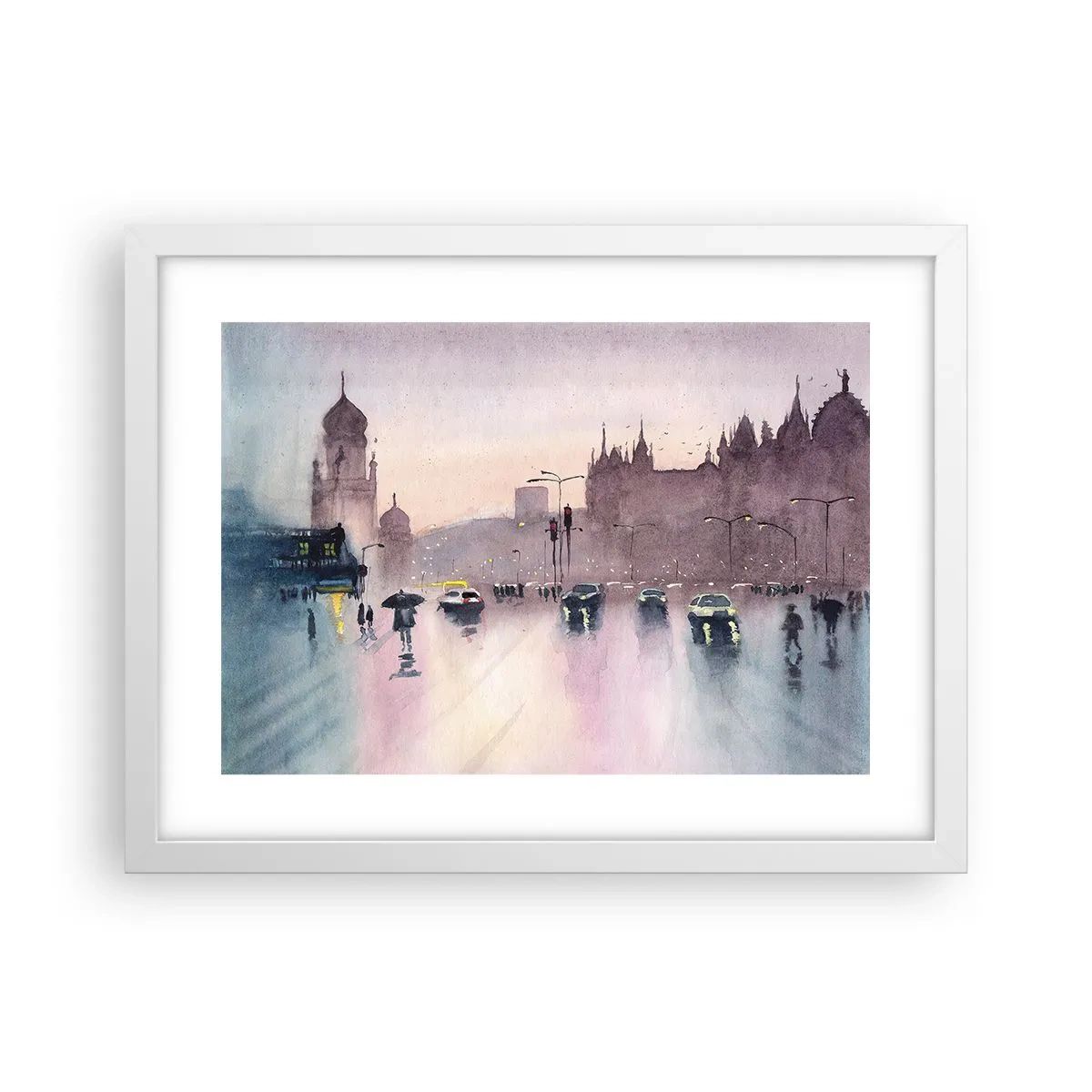 Affiche dans un cadre blanc - Poster - Dans une brume pluvieuse - 40x30 cm