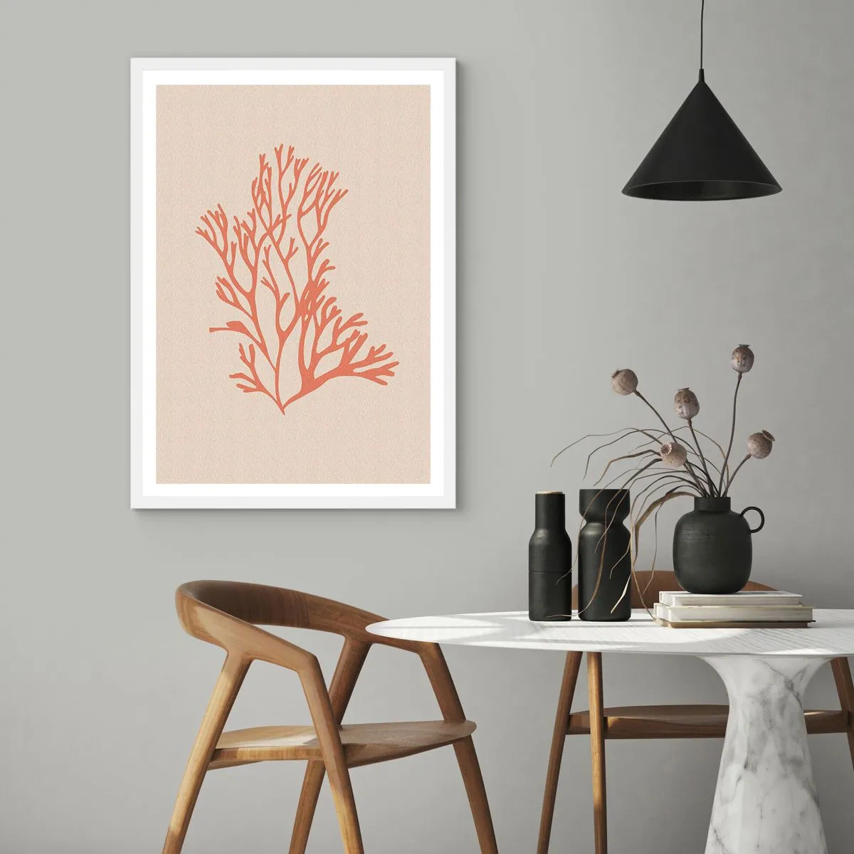 Affiche dans un cadre blanc - Poster - Filigrane de corail - 61x91 cm