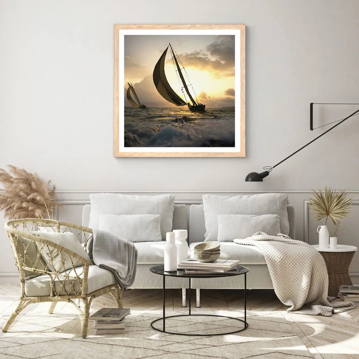 Affiche dans un chêne clair - Poster - Avec le vent et contre le vent - 40x40 cm