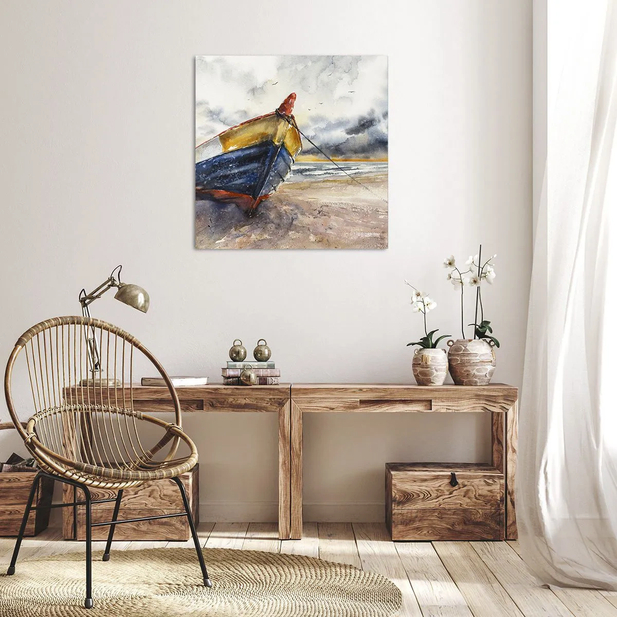 Impression sur toile - Image sur toile - Repos sur le rivage - 30x30 cm