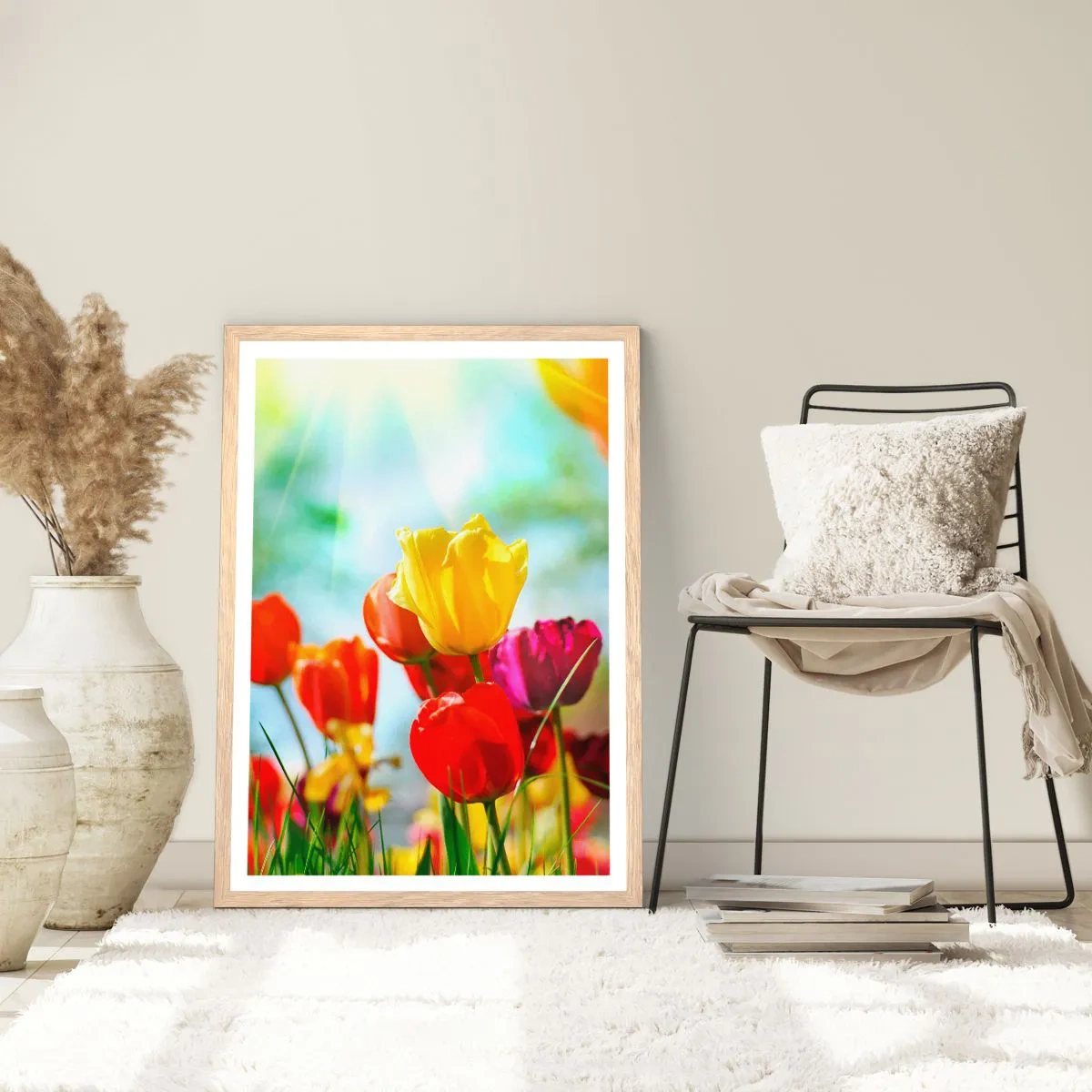 Affiche dans un chêne clair - Poster - Toutes les couleurs du soleil - 70x100 cm