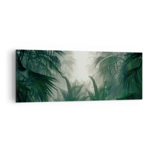 Impression sur toile - Image sur toile - Végétation tropicale dans un épais brouillard de forêt tropicale - 140x50cm - Secret tropical - Décoration murale moderne pour le salon et la chambre ARTTOR