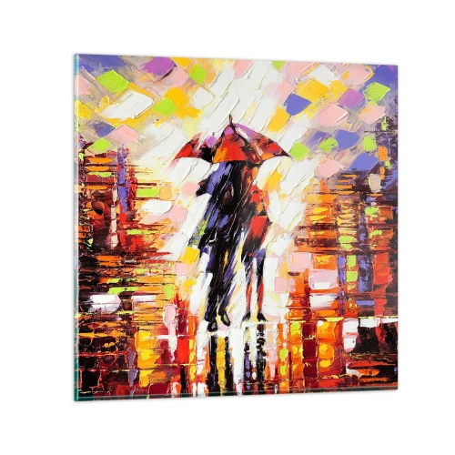 Impression sur verre - Image sur verre - Ensemble à travers la nuit et la pluie - 50x50 cm