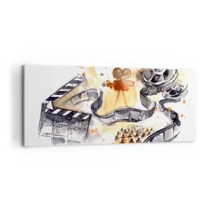 Impression sur toile - Image sur toile - Le symbolisme du cinéma avec une pellicule dans une aquarelle artistique - 120x50cm - Au pays des rêves - Décoration murale moderne pour le salon et la chambre ARTTOR