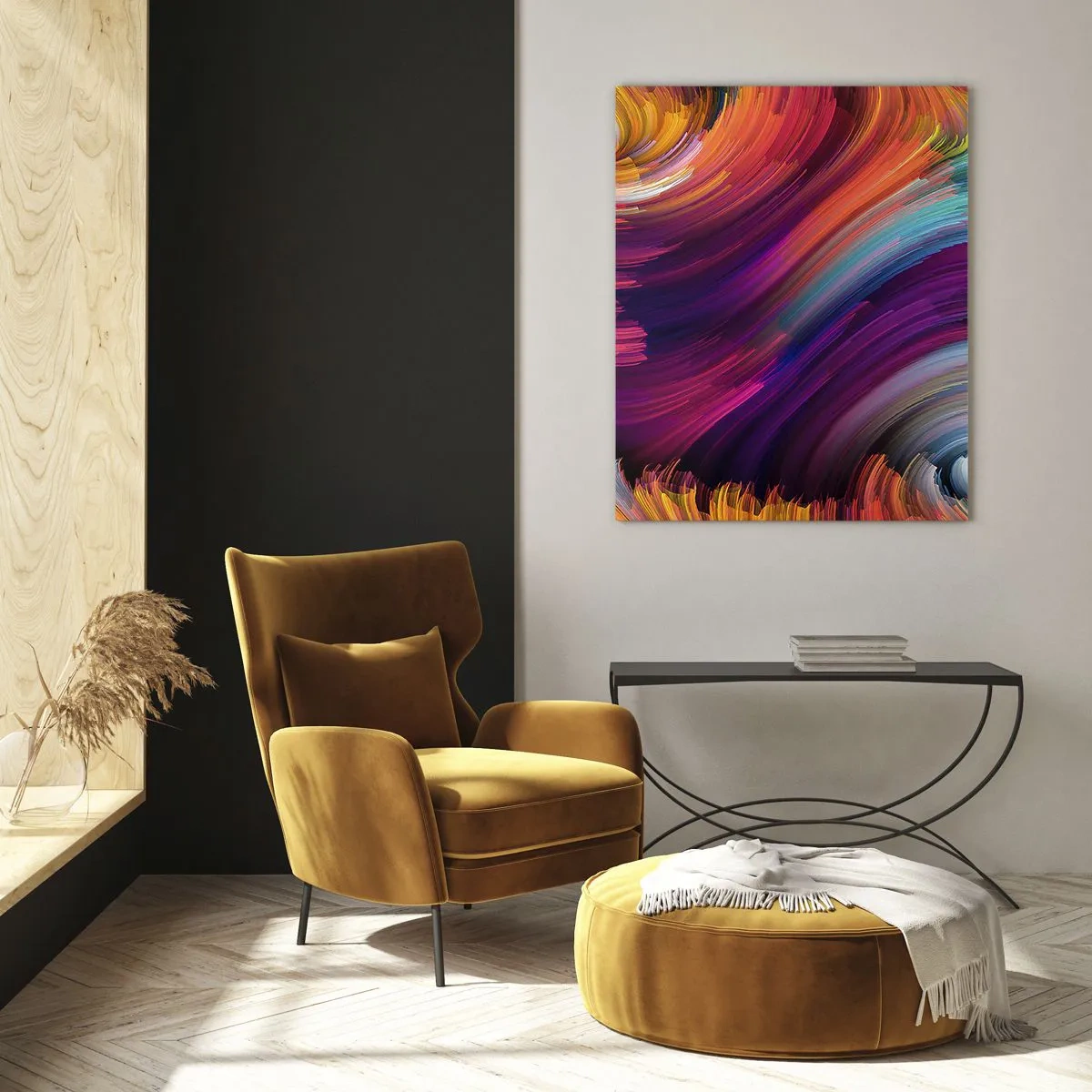 Impression sur verre - Image sur verre - Tourbillons abstraits aux couleurs vibrantes - 80x120cm - Le début d'un nouveau monde - Décoration murale moderne pour le salon et la chambre ARTTOR