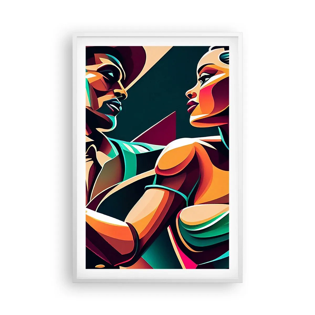 Affiche dans un cadre blanc - Poster - Au rythme du coeur - 61x91 cm