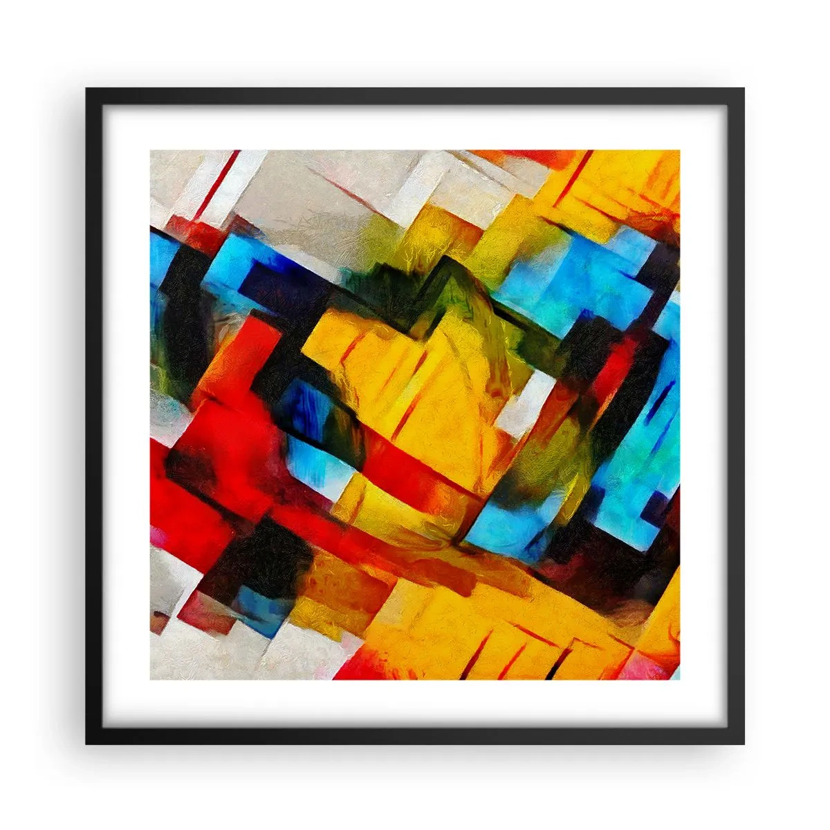Affiche dans un cadre noir - Poster - Une superposition multicolore - 50x50 cm