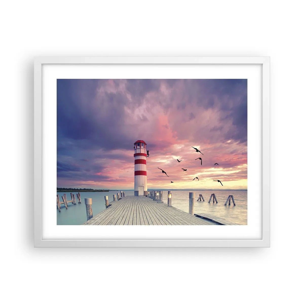 Affiche dans un cadre blanc - Poster - C'est l'heure d'aller au port - 50x40 cm