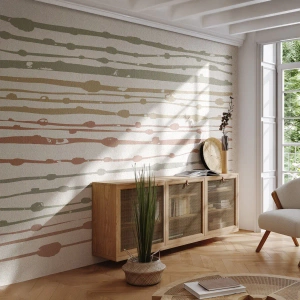 Papier Peint Photo Premium Sand - Lignes colorées aux couleurs chaudes sur fond clair - 100x70cm - Notation musicale des couleurs - Décoration murale moderne pour le salon et la chambre ARTTOR