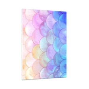 Impression sur verre - Image sur verre - Écailles de perles dans des tons pastel de rose, bleu et violet - 50x70cm - Écailles de perles - Décoration murale moderne pour le salon et la chambre ARTTOR