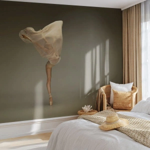 Papier Peint Photo Premium Canvas - Une danseuse flottant dans les airs avec du tissu - 100x70cm - Il va bientôt s'envoler - Décoration murale moderne pour le salon et la chambre ARTTOR