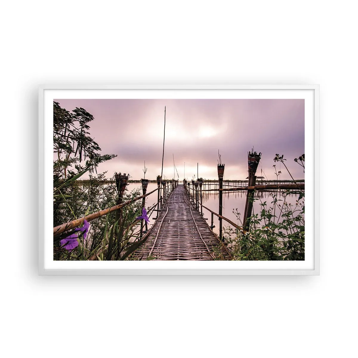 Affiche dans un cadre blanc - Poster - Le silence et le calme d'Asie - 91x61 cm