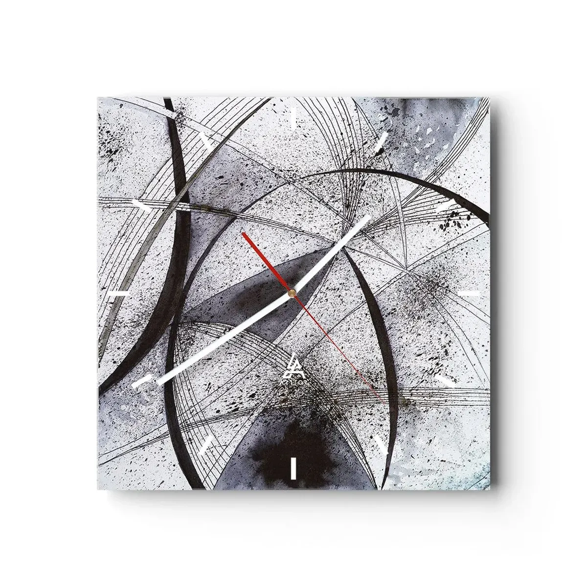 Horloge murale - Pendule murale - Lignes et formes abstraites dans des tons de gris et de noir - 30x30cm - Fantaisie futuriste - Décoration murale moderne pour le salon et la chambre ARTTOR
