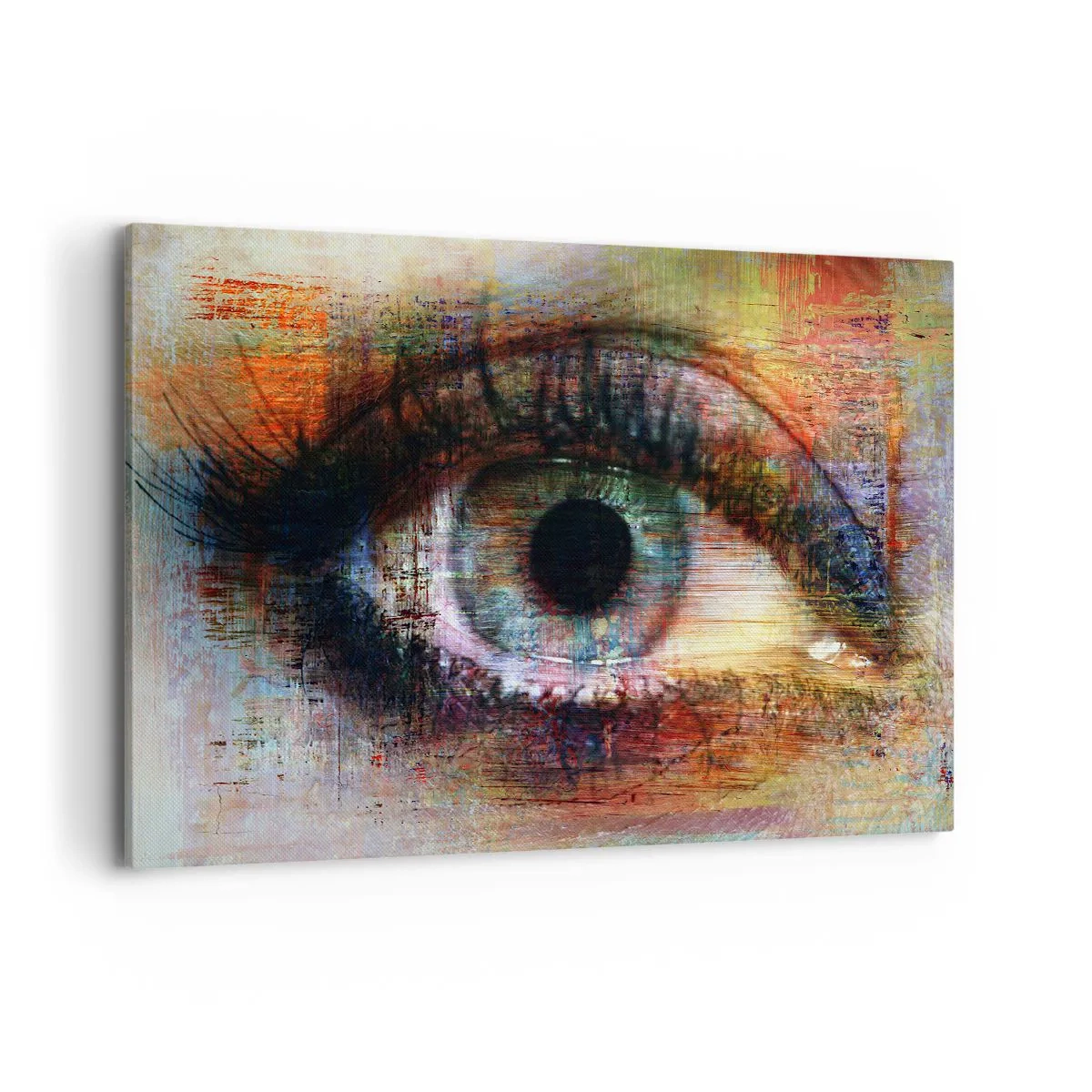 Impression sur toile - Image sur toile - Œil artistique dans l'abstraction multicolore - 120x80cm - Vous pouvez jeter un coup d'œil dans l'âme - Décoration murale moderne pour le salon et la chambre ARTTOR