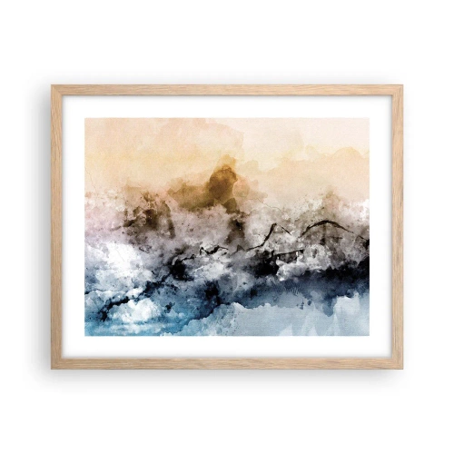 Affiche dans un chêne clair - Poster - Noyé dans un nuage de brouillard - 50x40 cm