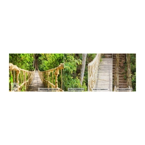Échantillon de Papier Peint Premium Canvas - Suspendu dans la nature - Jungle, Pont de corde, Nature - 100x30 cm