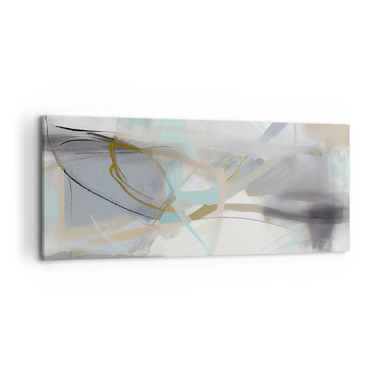 Impression sur toile - Image sur toile - Abstraction pastel aux lignes délicates - 120x50cm - Abstraction brumeuse - Décoration murale moderne pour le salon et la chambre ARTTOR