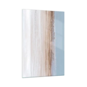 Impression sur verre - Image sur verre - Un paysage subtil aux tons pastel de bleu et de beige - 70x100cm - Paysage ambigu - Décoration murale moderne pour le salon et la chambre ARTTOR