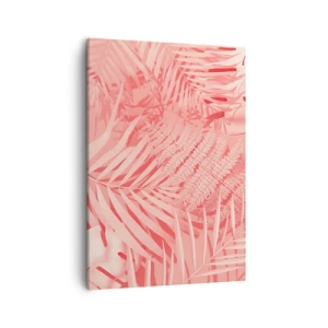 Impression sur toile - Image sur toile - Feuilles tropicales roses dans un style délicat et minimaliste - 50x70cm - Concept de rose - Décoration murale moderne pour le salon et la chambre ARTTOR