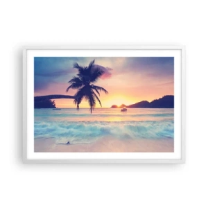 Affiche dans un cadre blanc - Poster - Une soirée à la baie - 70x50 cm