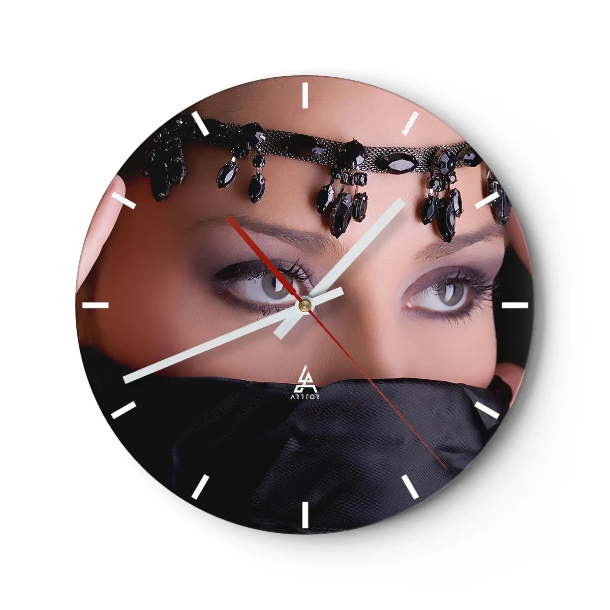 Horloge murale - Pendule murale - Look féminin mystérieux dans un style oriental - 30x30cm - Tentation de mystère oriental - Décoration murale moderne pour le salon, la cuisine et la chambre ARTTOR