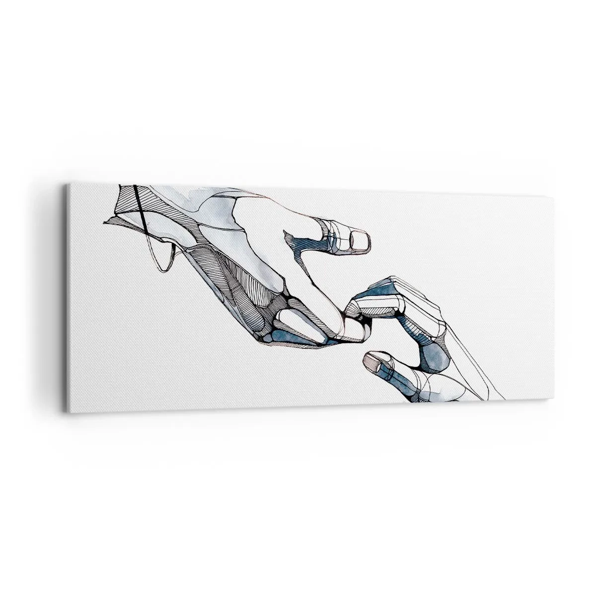 Impression sur toile - Image sur toile - Représentation artistique d'une main dans une forme minimaliste et géométrique - 120x50cm - Un bon geste - Décoration murale moderne pour le salon et la chambre ARTTOR