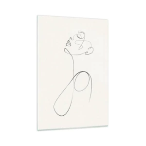 Impression sur verre - Image sur verre - Croquis de visage minimaliste au trait sur fond blanc - 80x120cm - En boucle dans les rêves - Décoration murale moderne pour le salon et la chambre ARTTOR