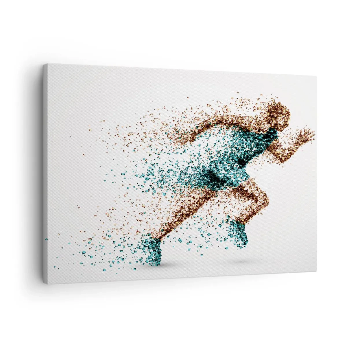 Impression sur toile - Image sur toile - Une figurine de coureur dynamique composée de minuscules particules - 70x50cm - La vie est une course - Décoration murale moderne pour le salon et la chambre ARTTOR