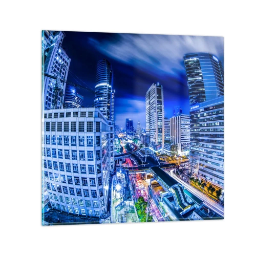 Impression sur verre - Image sur verre - Rythmes de la ville nocturne - 30x30 cm