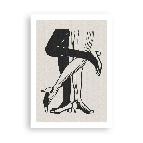 Affiche - Poster - Illustration en noir et blanc de jambes entrelacées dansant - 50x70cm - Attribut féminin - Décoration murale moderne pour le salon et la chambre ARTTOR