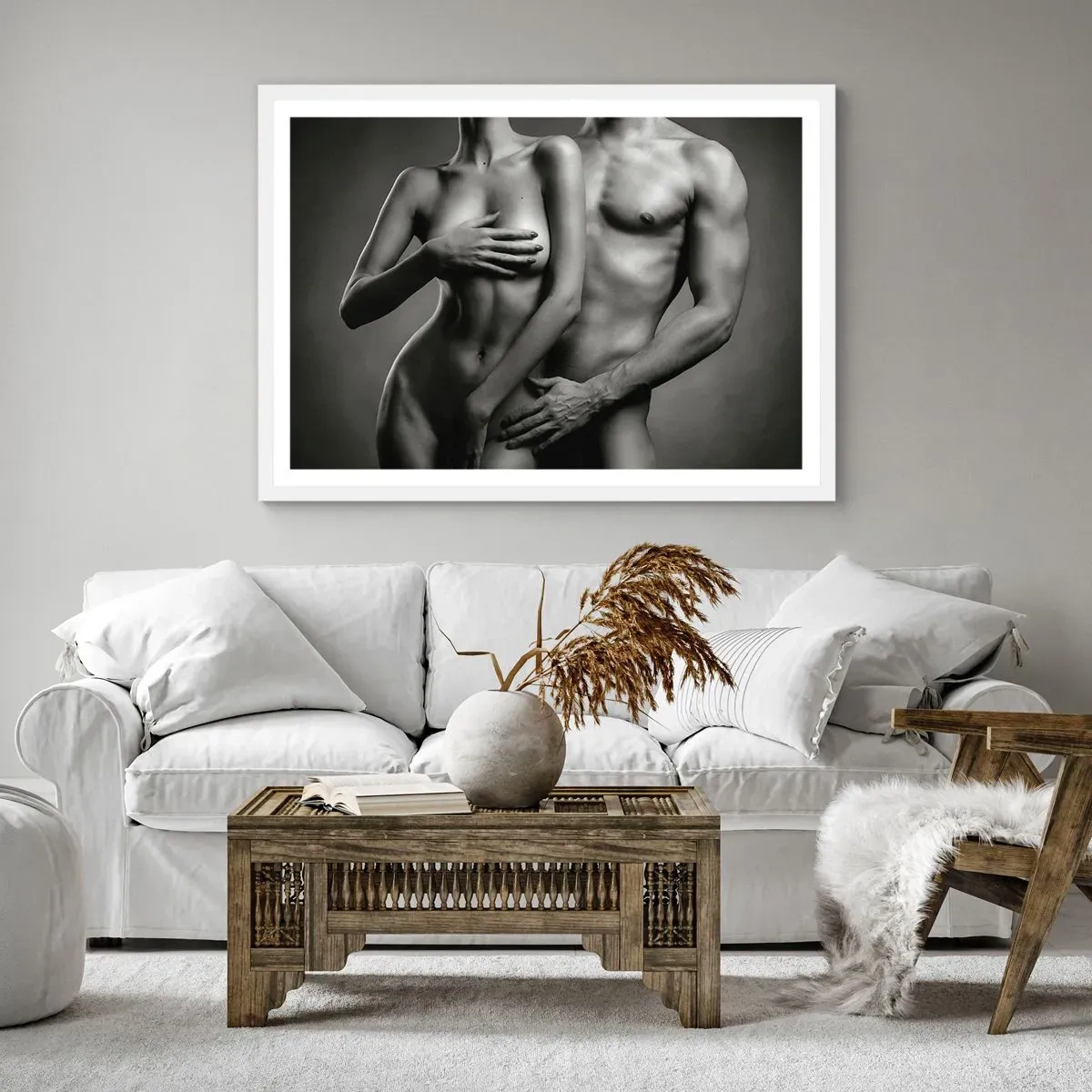 Affiche dans un cadre blanc - Poster - Adam et Eve - 40x30 cm
