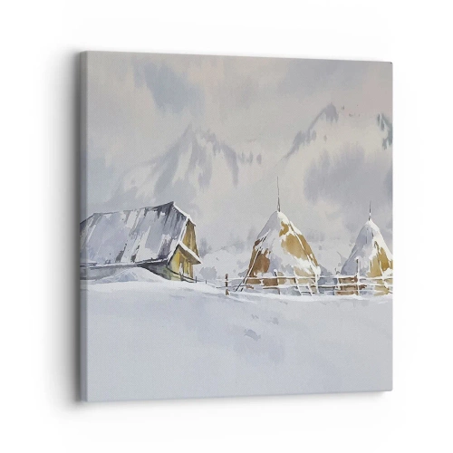 Impression sur toile - Image sur toile - Dans une vallée enneigée - 30x30 cm