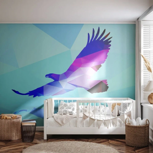 Papier Peint Autocollant Deluxe Sticker - Aigle en cristal lilas - Oiseau, Aigle, Figure géométrique - 250x175 cm