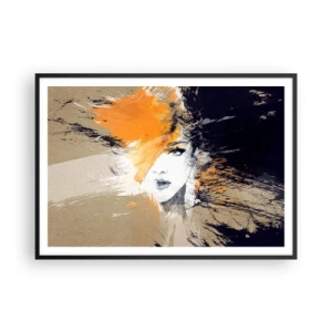 Affiche dans un cadre noir - Poster - Portrait abstrait d'une femme aux couleurs intenses - 100x70cm - Et la lumière fut - Décoration murale moderne pour le salon et la chambre ARTTOR