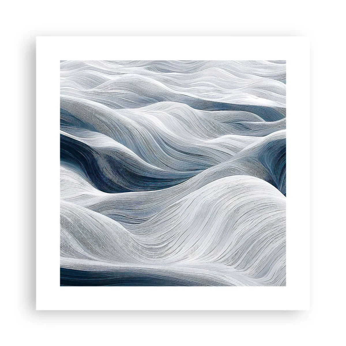 Affiche - Poster - Vagues blanches et bleues - 40x40 cm