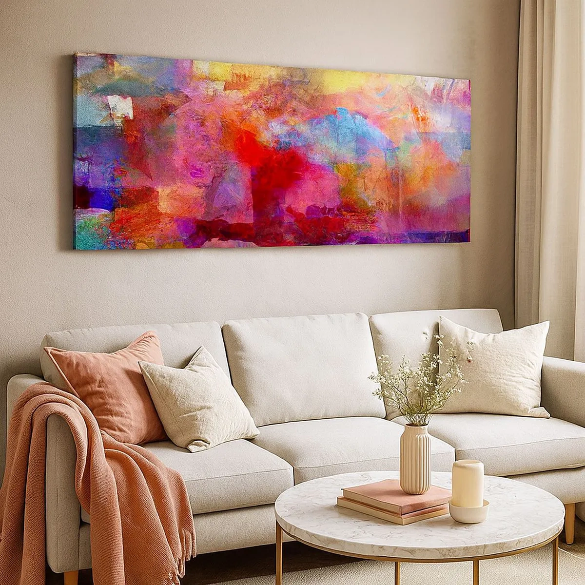 Impression sur toile - Image sur toile - Regardez à l'intérieur de l'arc-en-ciel - 100x40 cm