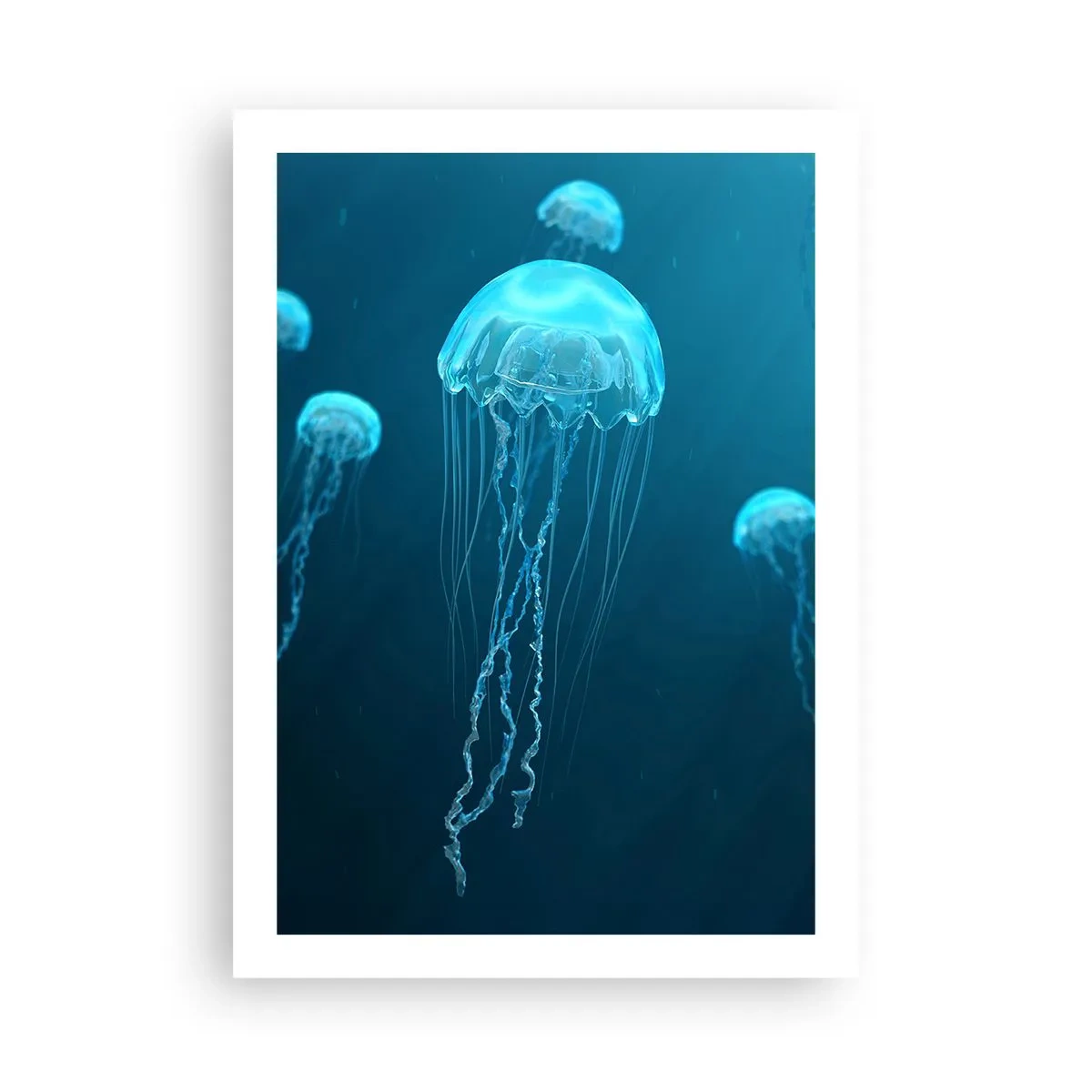 Affiche - Poster - Méduses flottant dans les eaux bleues de l'océan - 50x70cm - Danse océanique - Décoration murale moderne pour le salon et la chambre ARTTOR