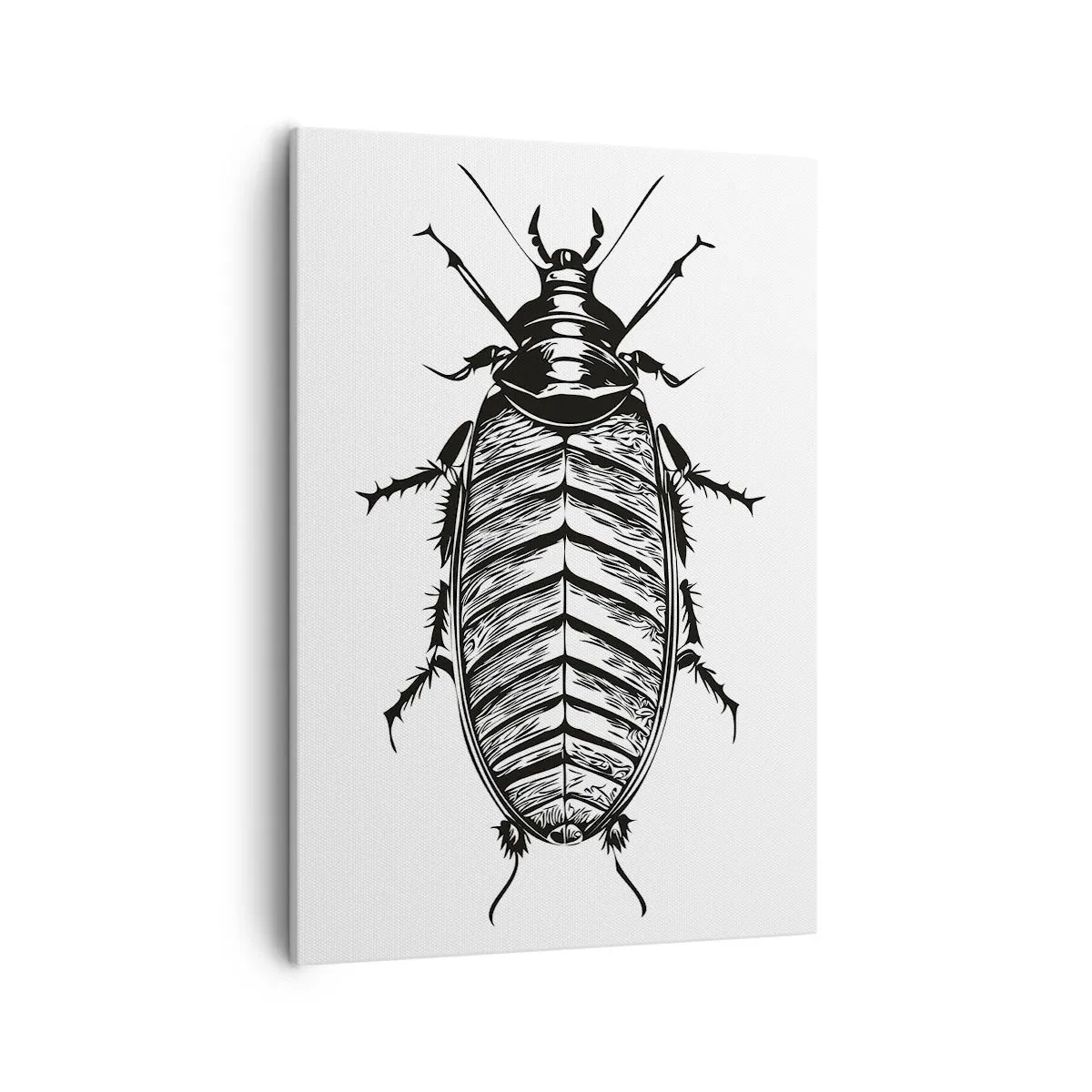 Impression sur toile - Image sur toile - Graphique d'un insecte noir et blanc sur fond blanc - 50x70cm - Quel spécimen! - Décoration murale moderne pour le salon et la chambre ARTTOR