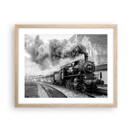 Affiche dans un chêne clair - Poster - Attend à la gare... - 50x40 cm