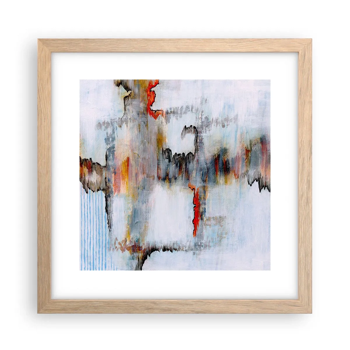 Affiche dans un chêne clair - Poster - Un bâton sur l'eau - 30x30 cm