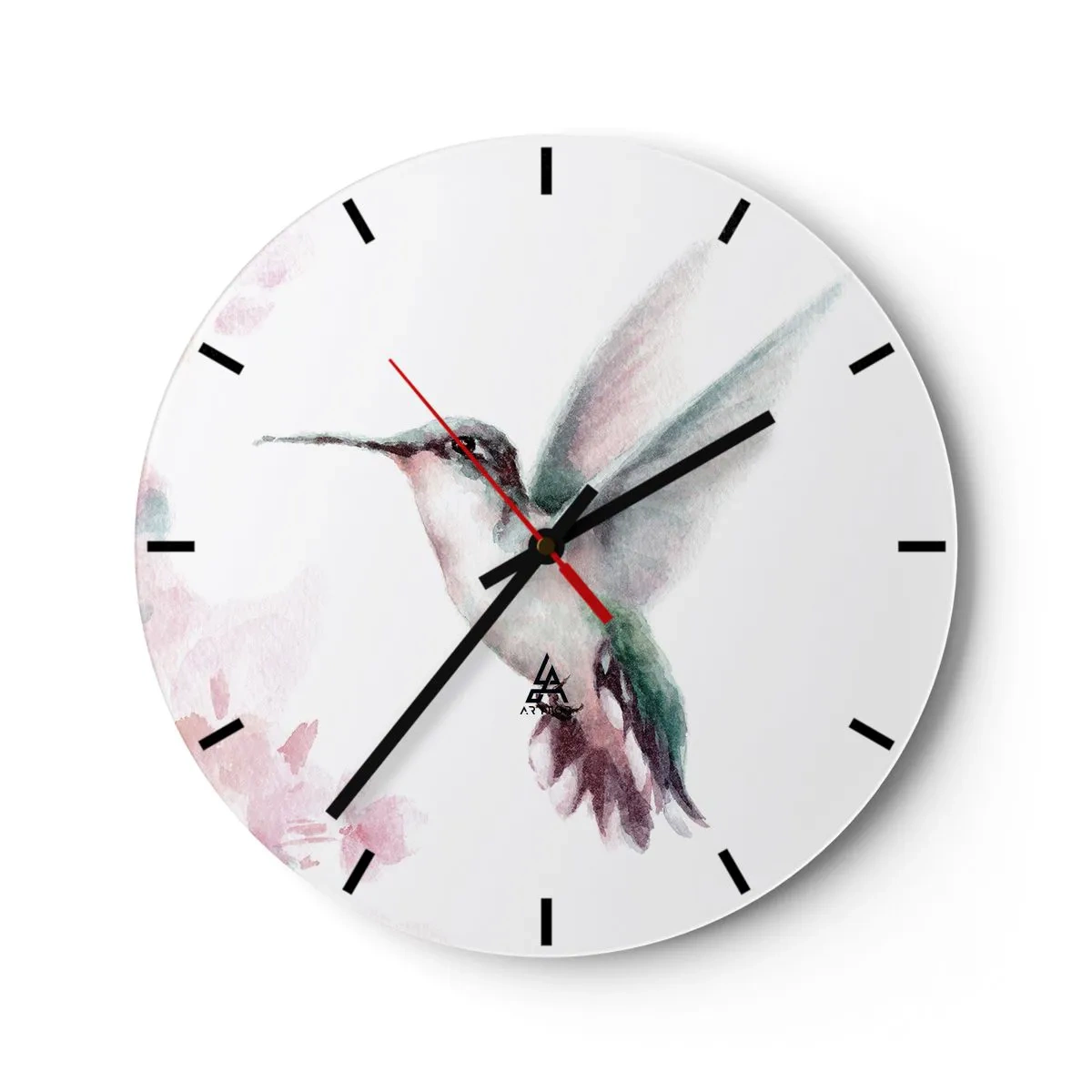Horloge murale - Pendule murale - Une délicate aquarelle d'un colibri en vol - 30x30cm - Immortalisé dans un battement - Décoration murale moderne pour le salon, la cuisine et la chambre ARTTOR
