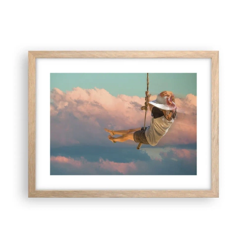 Affiche dans un chêne clair - Poster - S'amuser dans les nuages - 40x30 cm